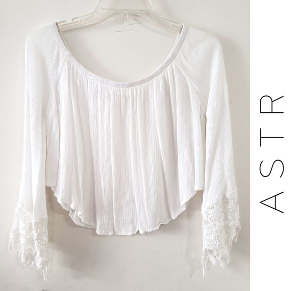 Astr Tops - ASTR THE LABLE BOHO BELL SLEEVE CROP TOP